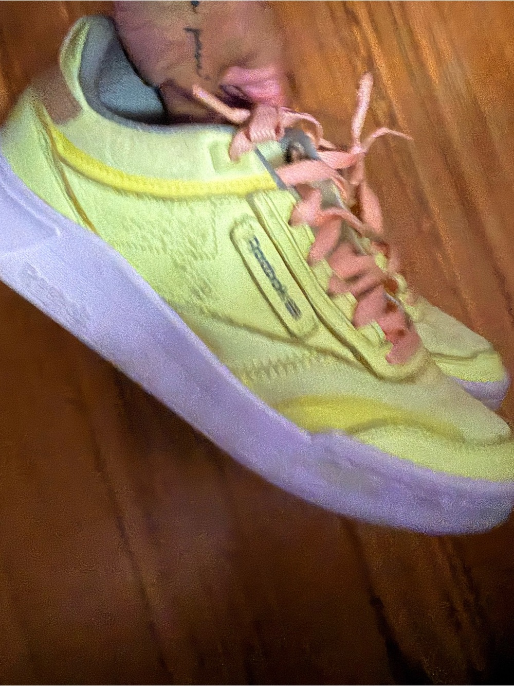 Reebok Yellow Sneakers with Pink Laces - Picture 1 of 5